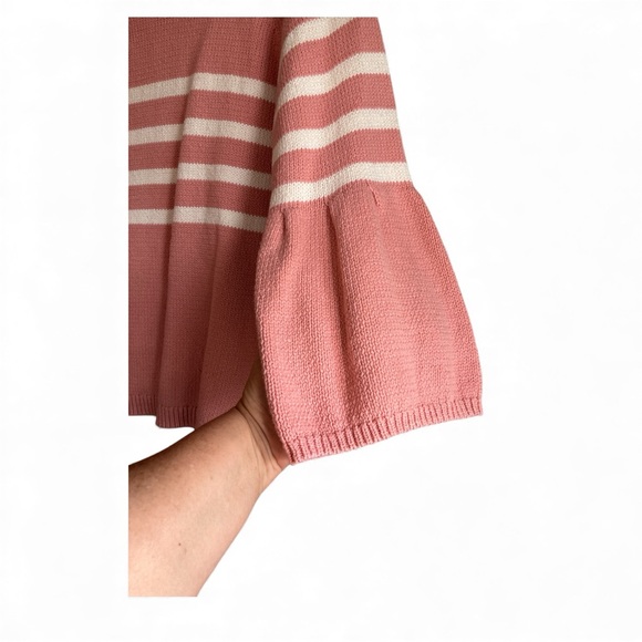 Boden Arianna Jumper blush pink and white striped bell sleeve sweater - Picture 4 of 9